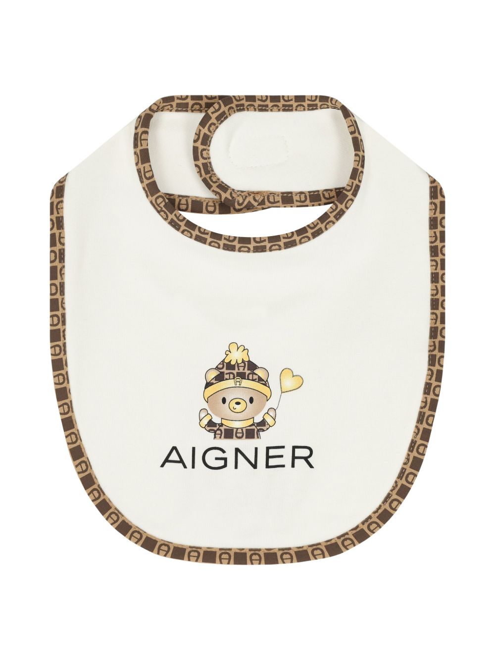 Aigner Kids 泰迪熊logo印花围兜 - 白色