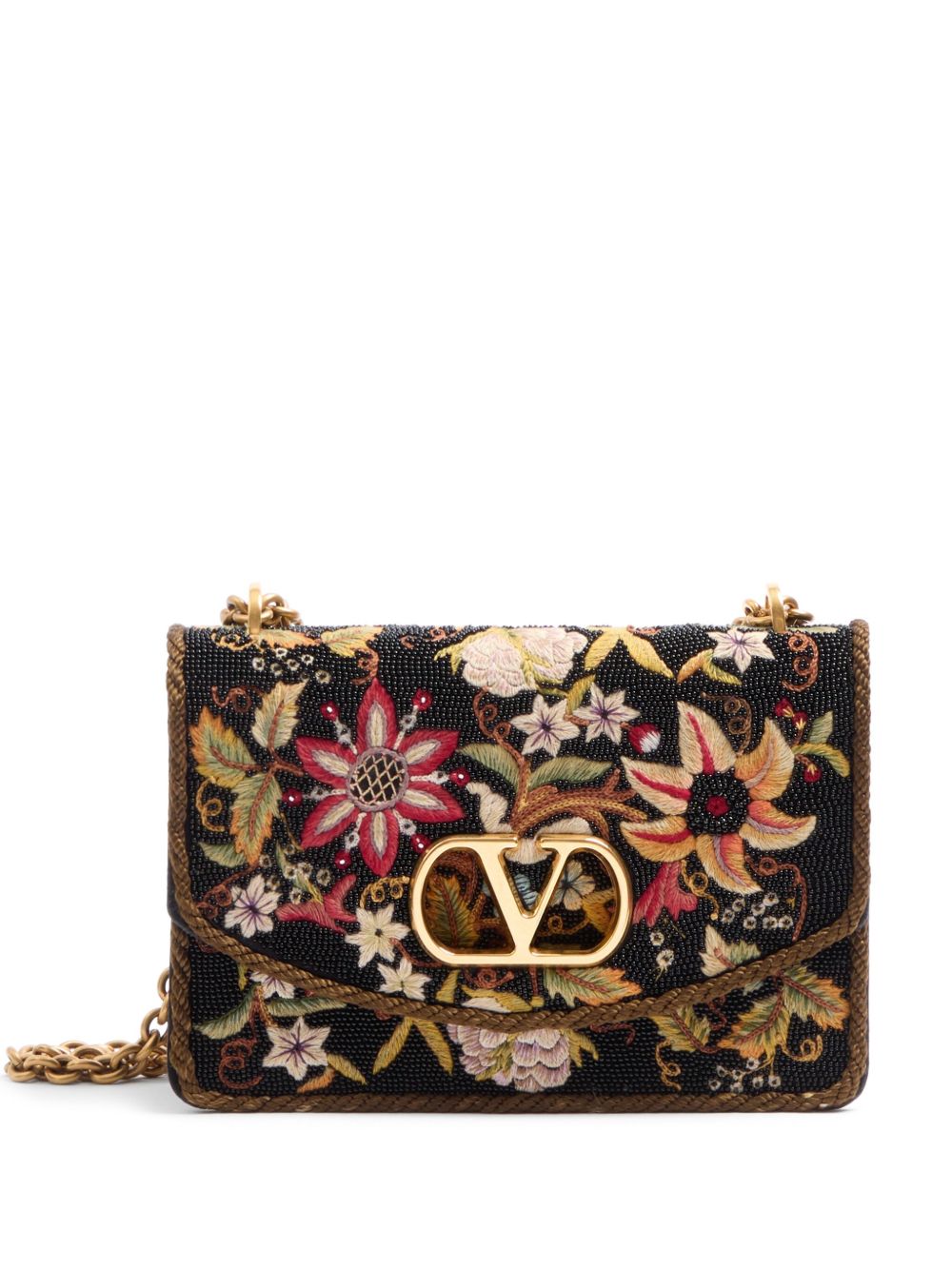 Valentino Garavani Vain 刺绣单肩包 - 黑色