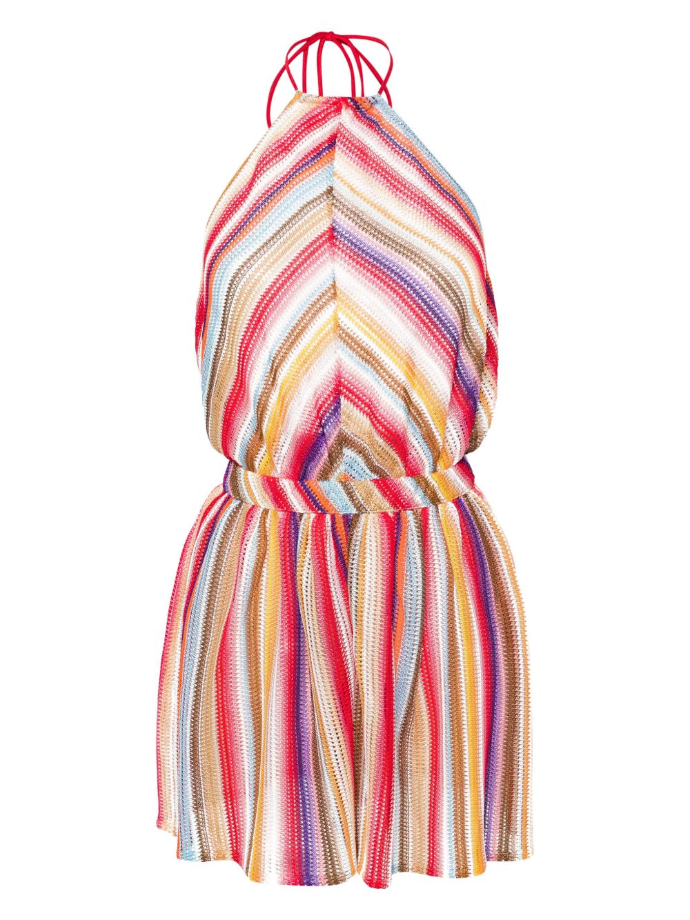 Missoni 条纹钩编针织连体长裤 - 红色