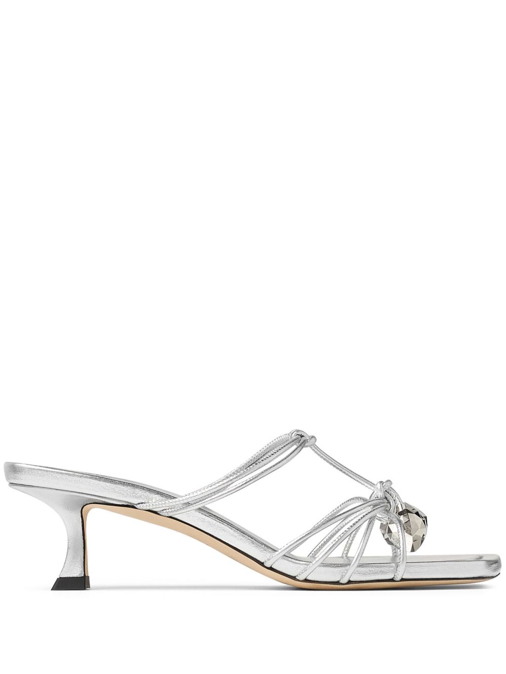 Jimmy Choo Jemma 皮质中跟穆勒鞋 - 银色