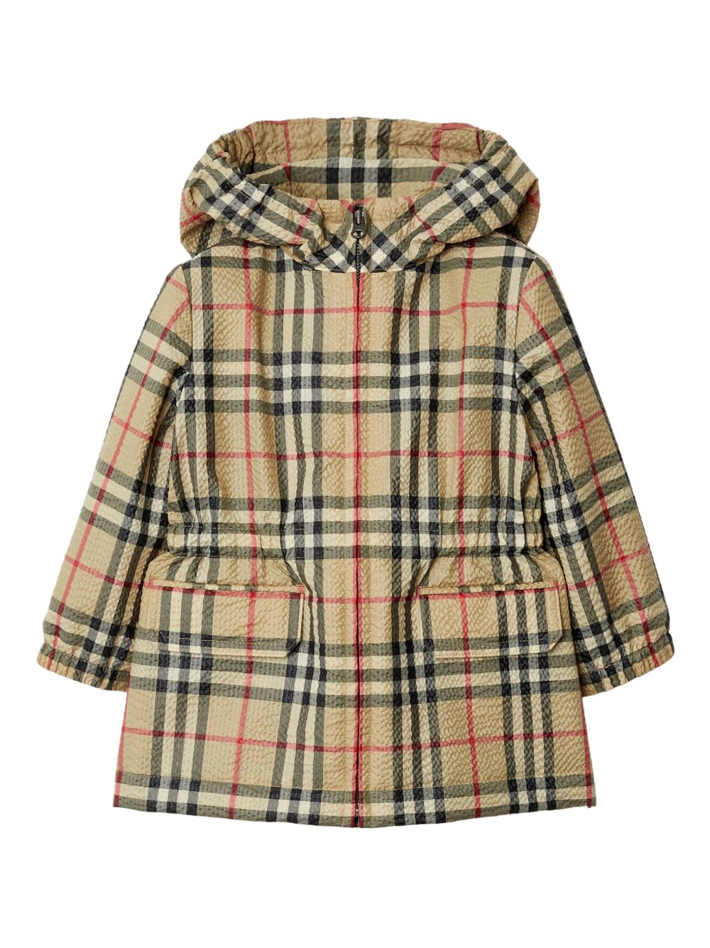 Burberry Kids 格纹连帽外套 - 中性色