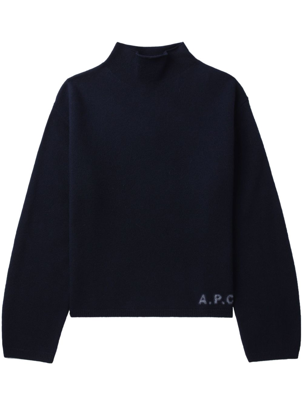 A.P.C. logo印花初剪羊毛毛衣 - 蓝色