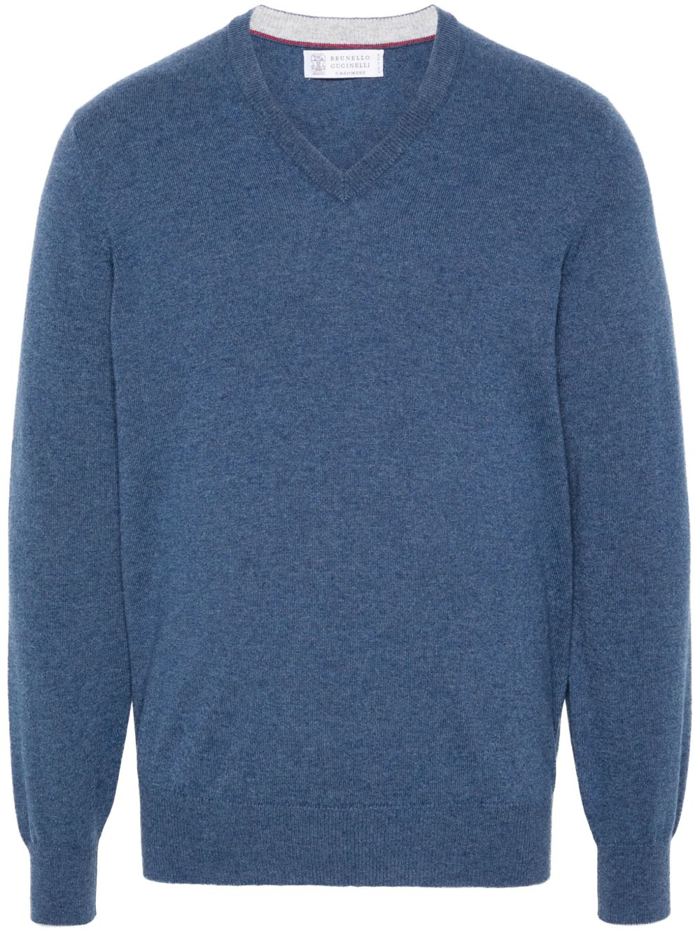 Brunello Cucinelli V领羊绒毛衣 - 蓝色