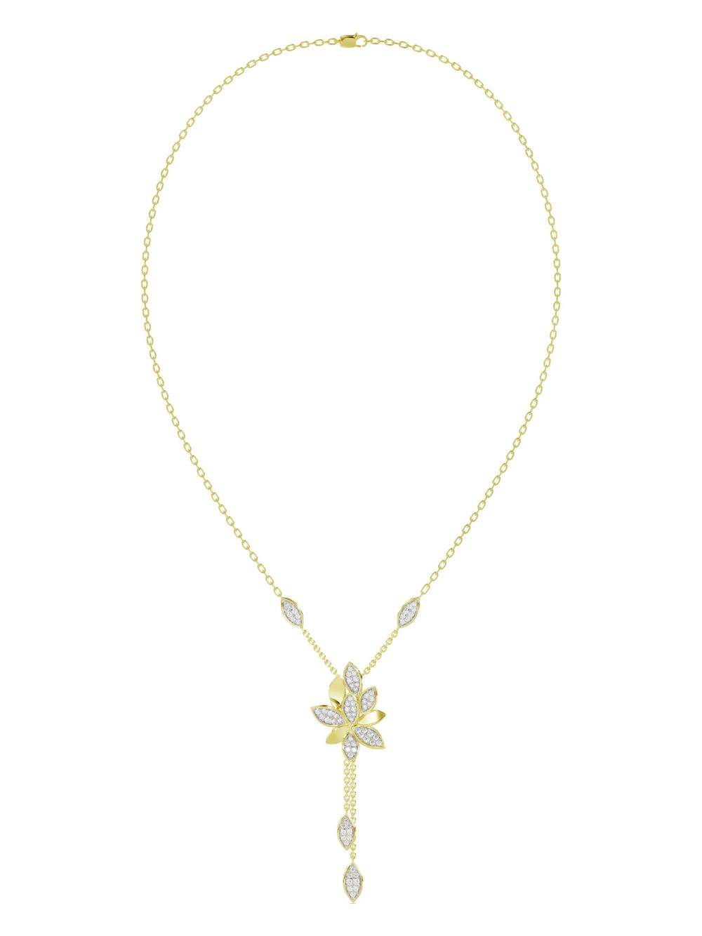 Marchesa 18K黄金花卉钻石项链 - 金色