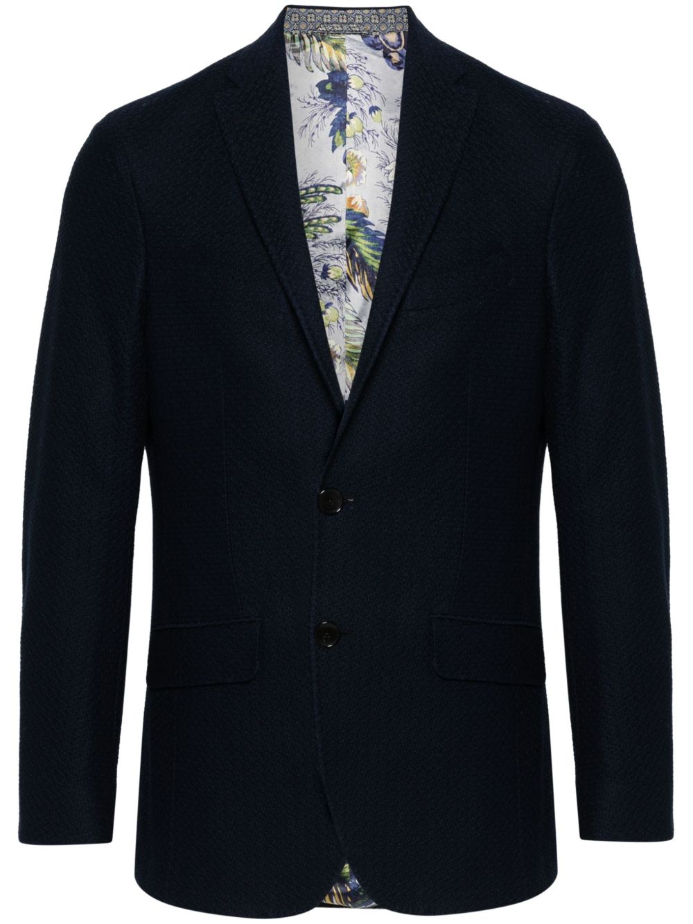 ETRO 图案提花单排扣西装夹克 - 蓝色