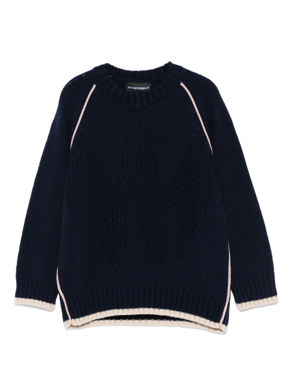 Emporio Armani Kids 对比滚边毛衣 - 蓝色