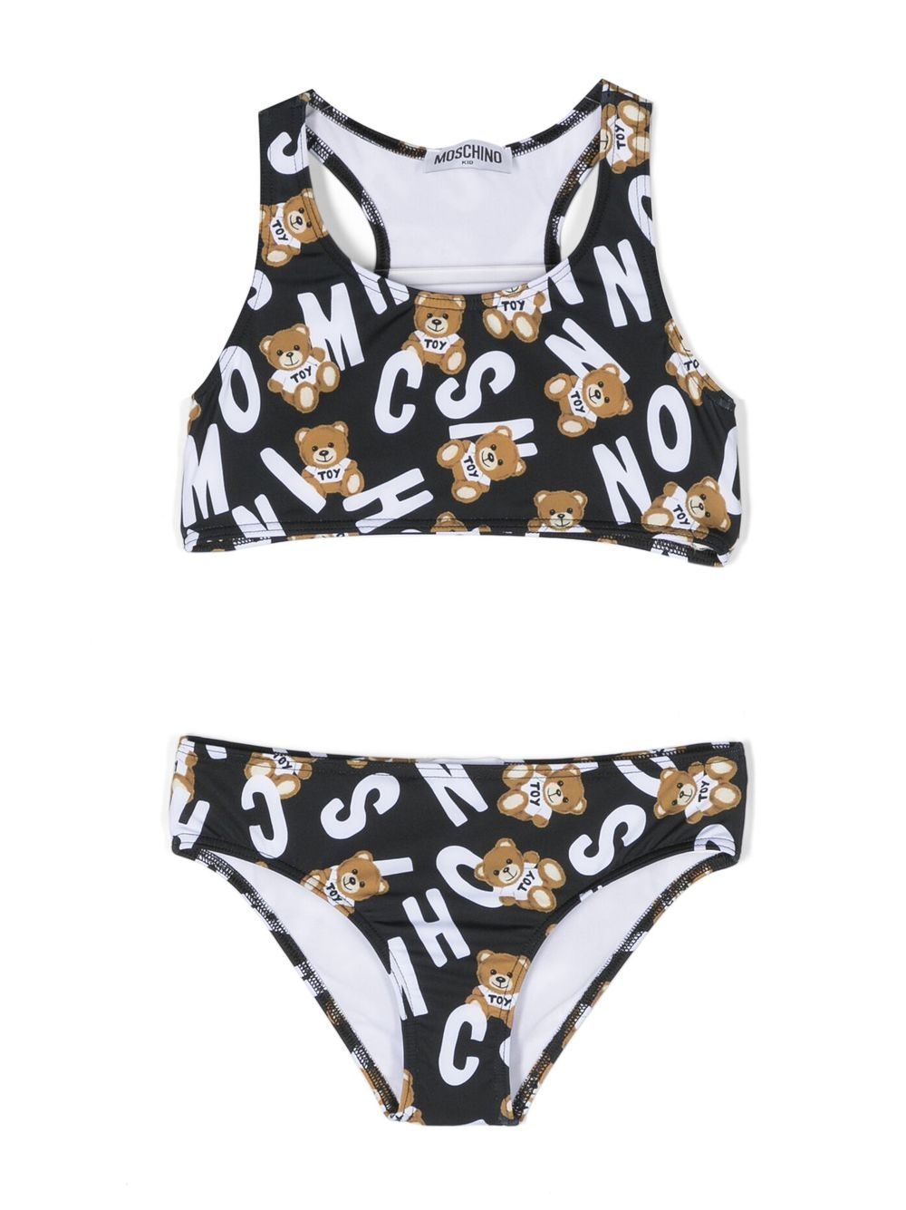 Moschino Kids logo印花比基尼 - 黑色