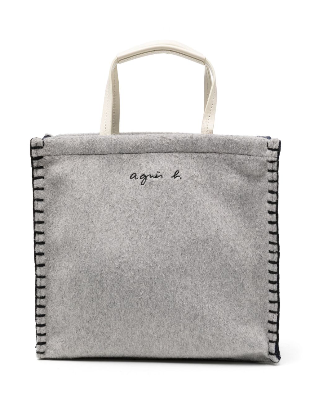 agnès b. logo刺绣手提包 - 灰色