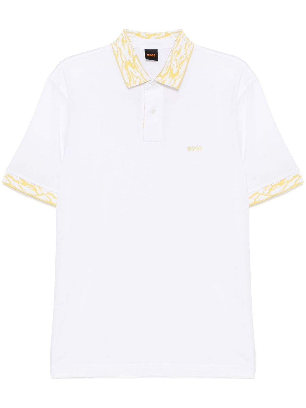 BOSS logo刺绣polo衫 - 白色