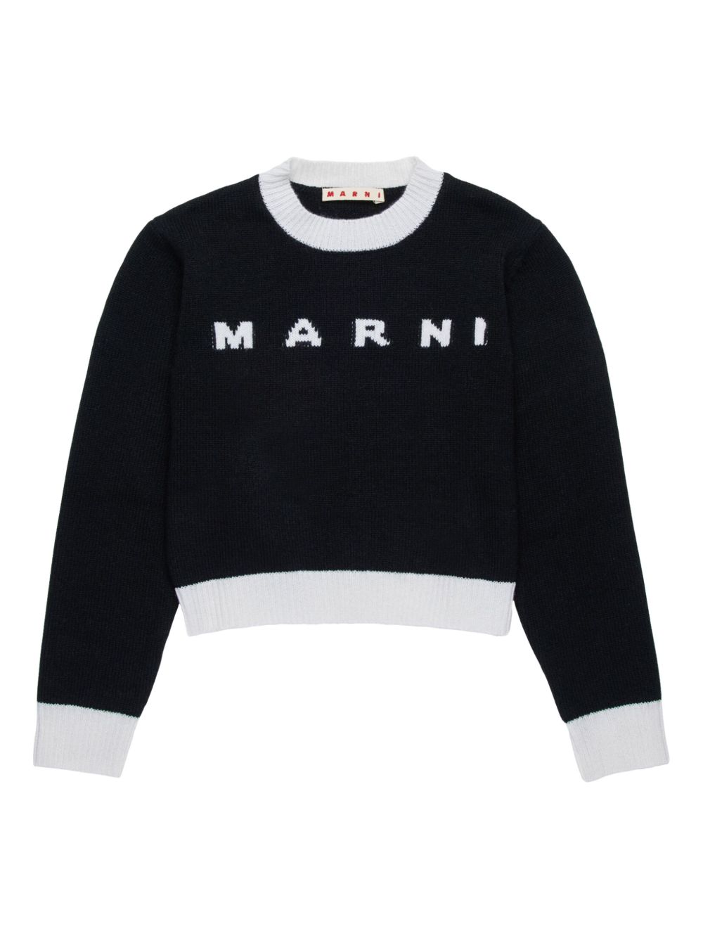 Marni Kids 边饰嵌花毛衣 - 黑色