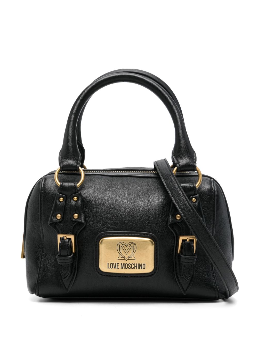 Love Moschino logo标牌手提包 - 黑色