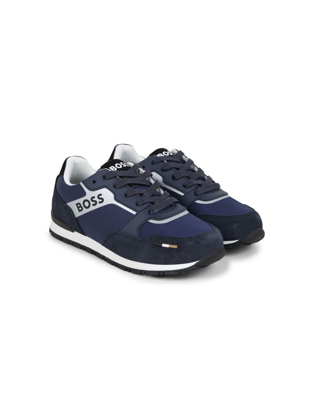 BOSS Kidswear logo印花拼接运动鞋 - 蓝色