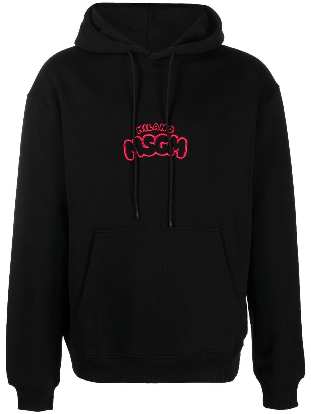 MSGM logo刺绣棉连帽衫 - 黑色