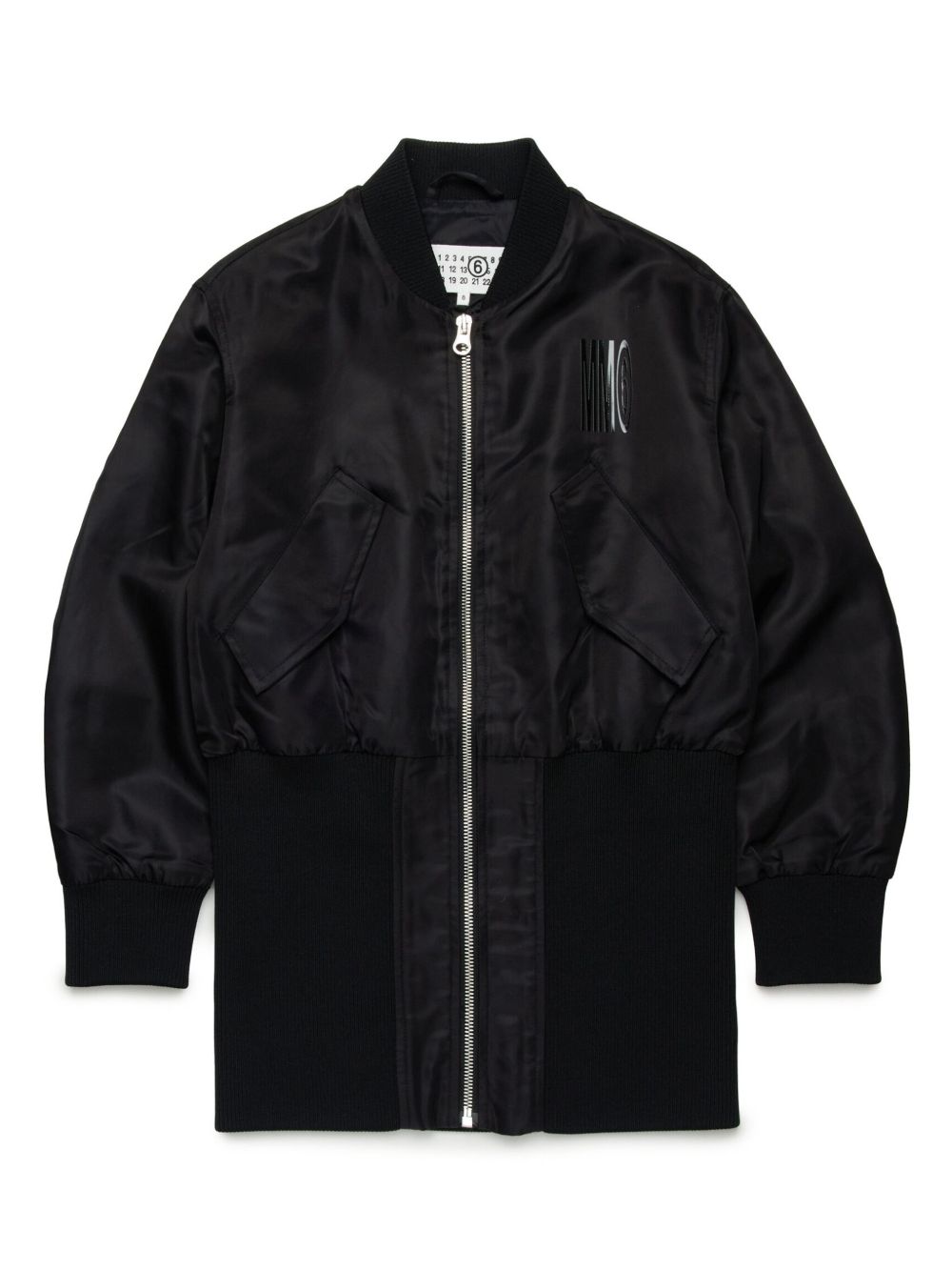 MM6 Maison Margiela Kids logo印花飞行员夹克 - 黑色