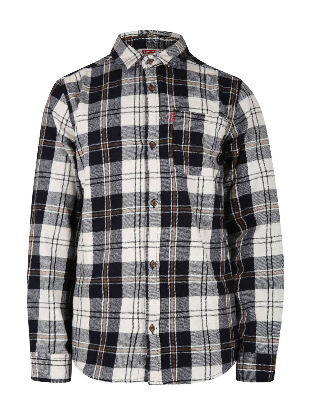 Levi's Kids 格纹棉衬衫 - 白色