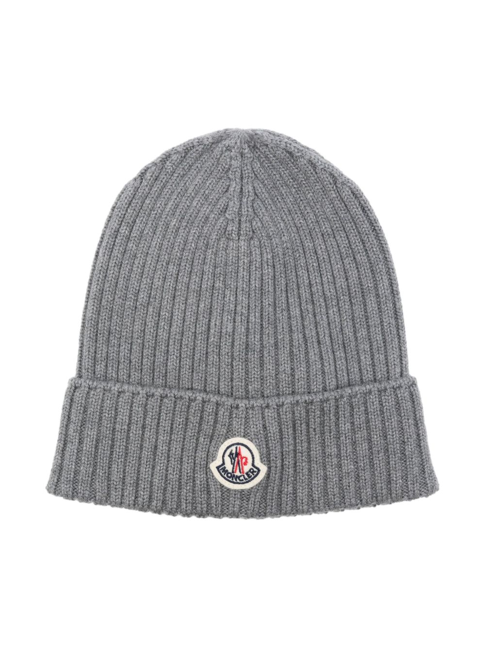 Moncler Enfant 标贴罗纹套头帽 - 灰色