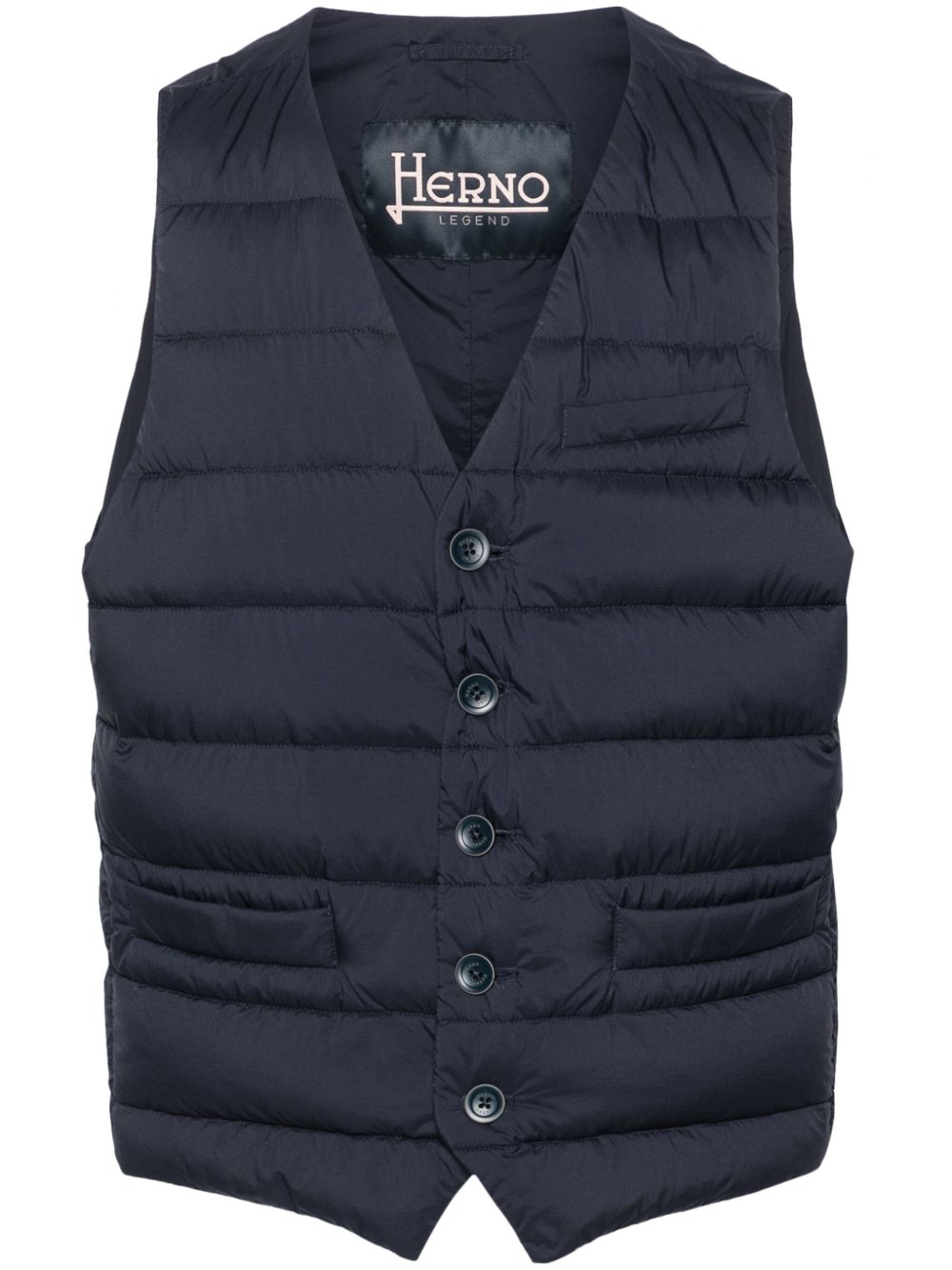 Herno V领羽绒马甲 - 蓝色