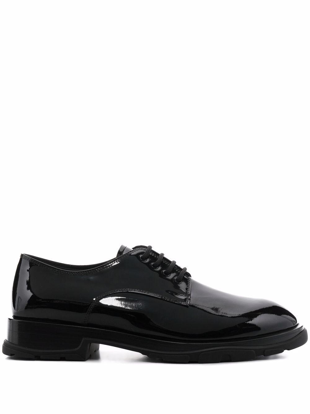 Alexander McQueen 亚历山大·麦昆 系带皮质德比鞋 - 黑色