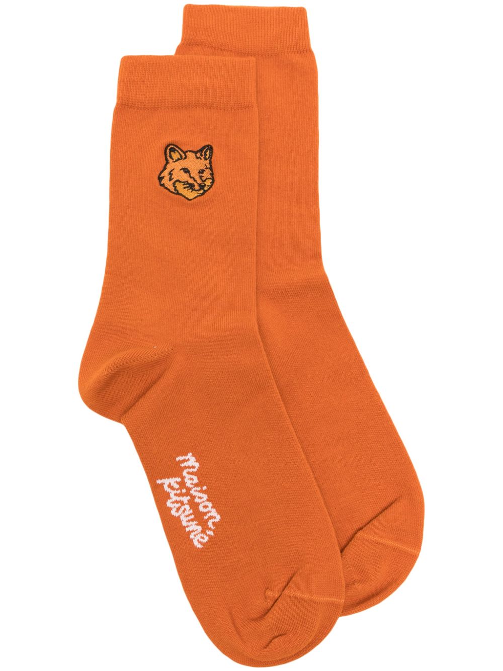Maison Kitsuné Fox Head logo嵌花针织袜 - 褐色