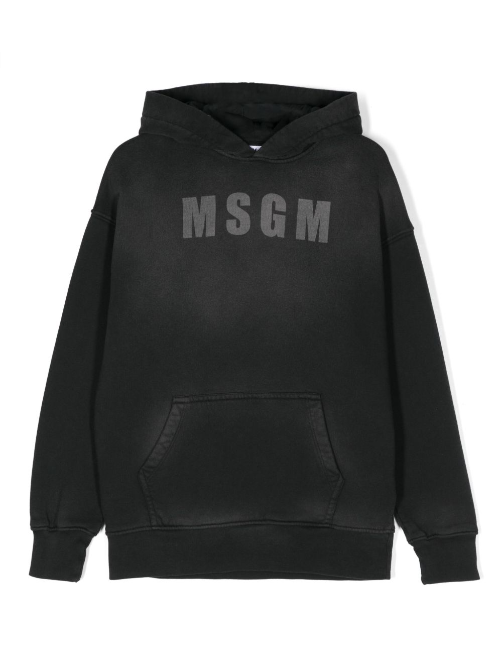 MSGM Kids logo印花连帽衫 - 黑色