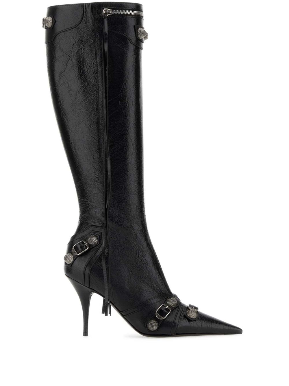 Balenciaga Cagole 皮质高跟高筒靴 - 黑色