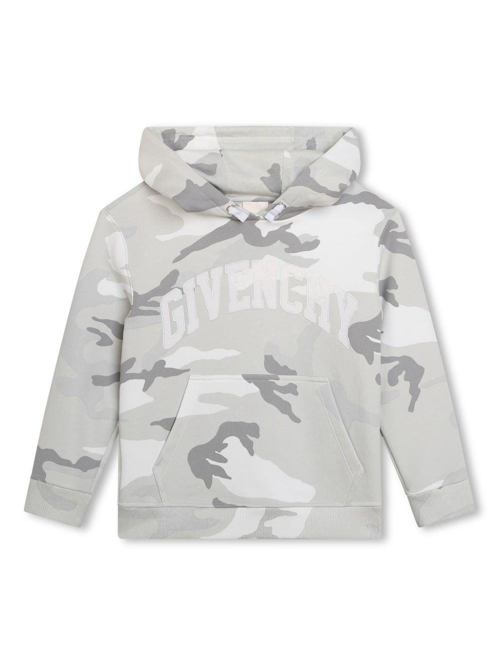 Givenchy Kids logo印花迷彩棉连帽衫 - 灰色