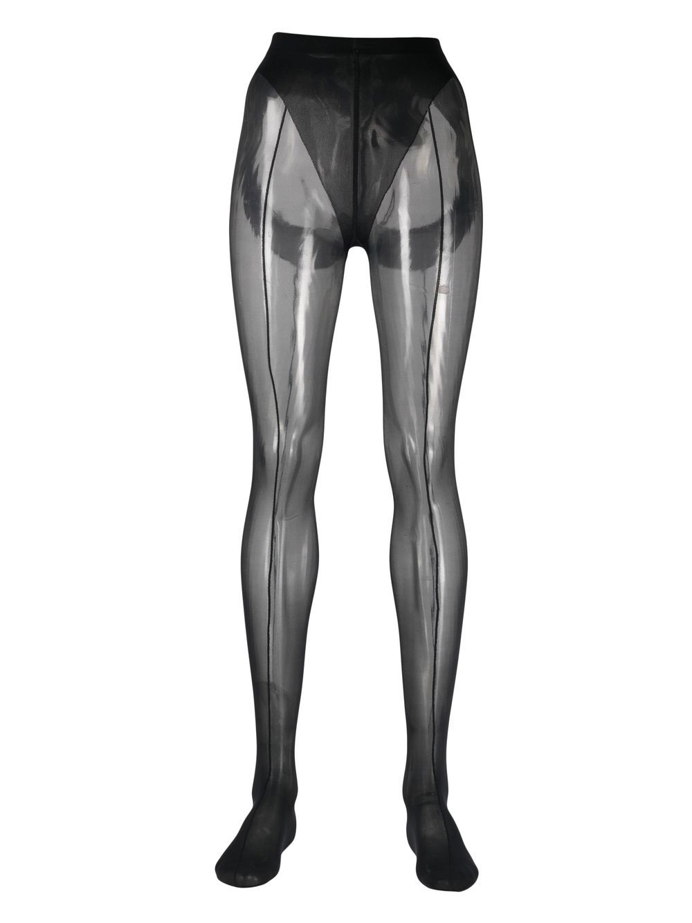 Mugler x Wolford 网纱拼接打底裤袜 - 黑色