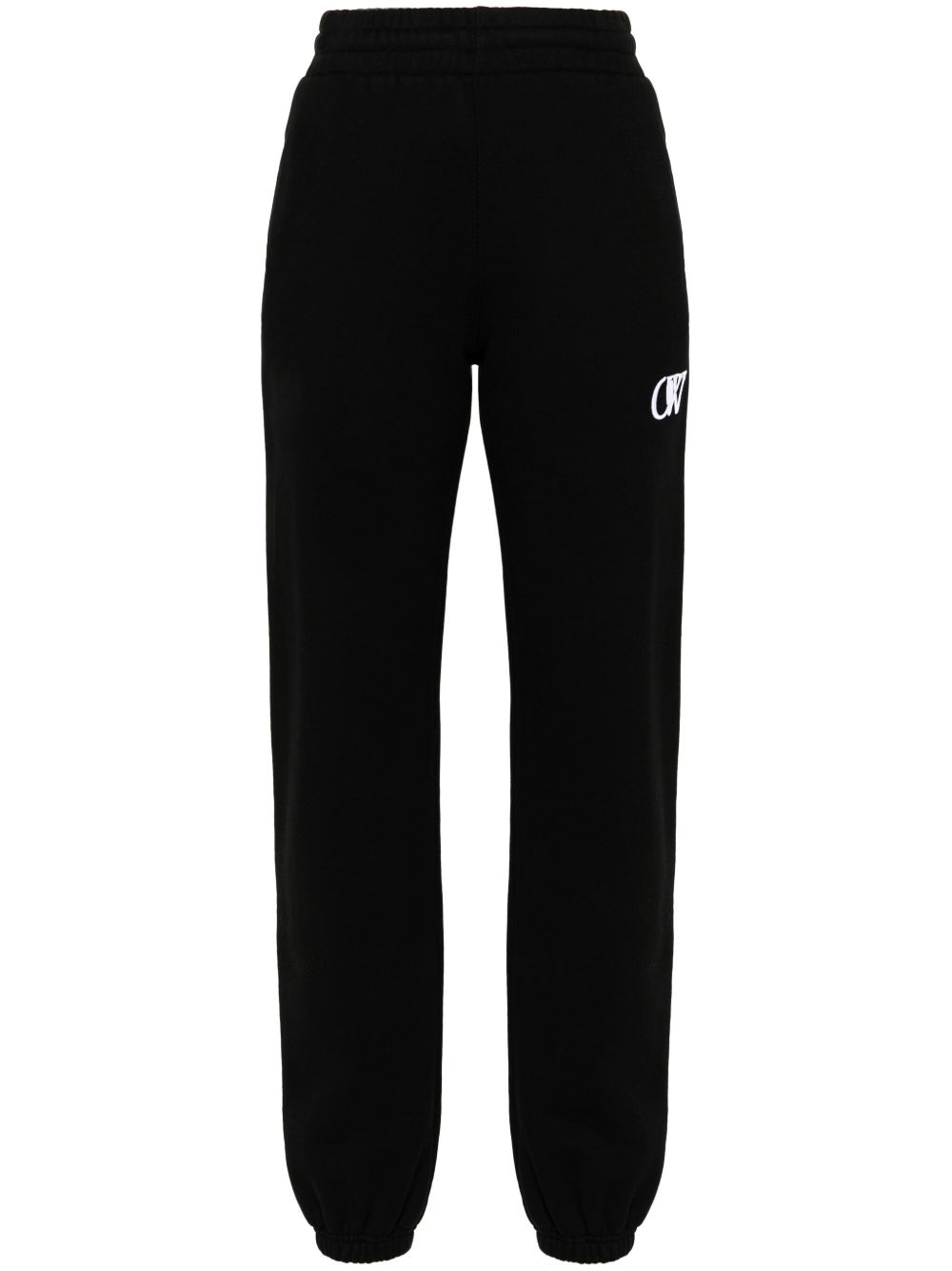 Off-White logo刺绣棉运动裤 - 黑色