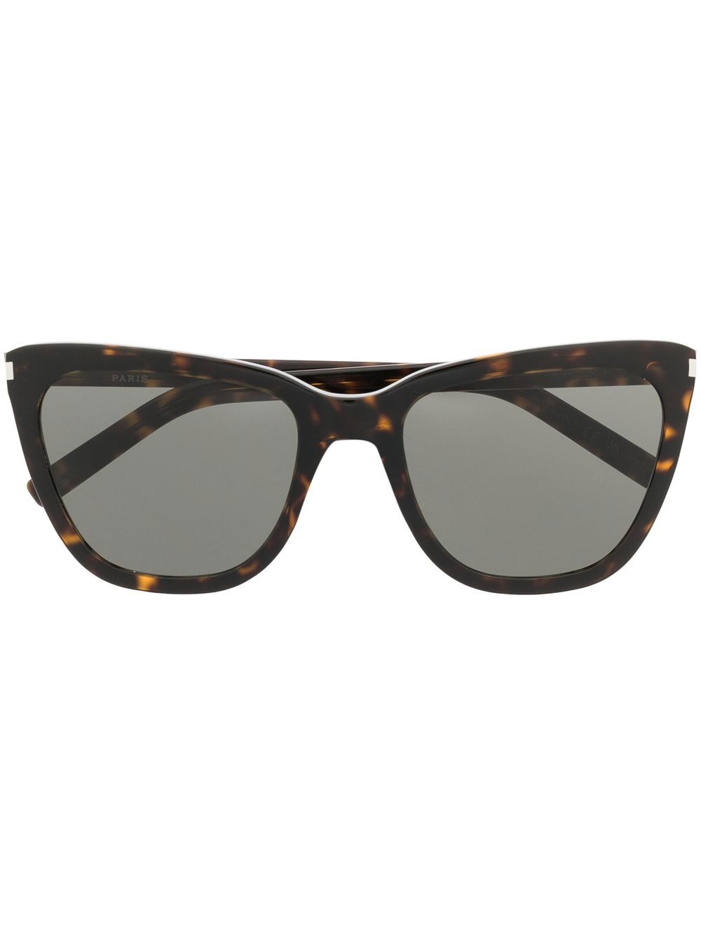 Saint Laurent Eyewear 玳瑁纹超大框太阳眼镜 - 褐色