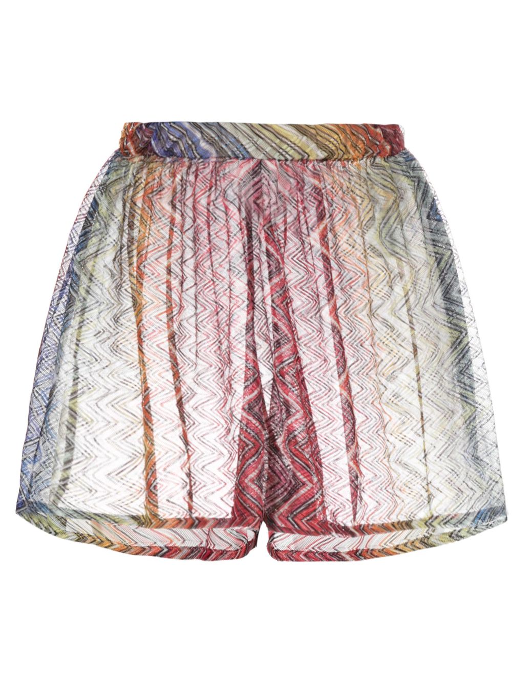 Missoni Z字形图案高腰短裤 - 红色