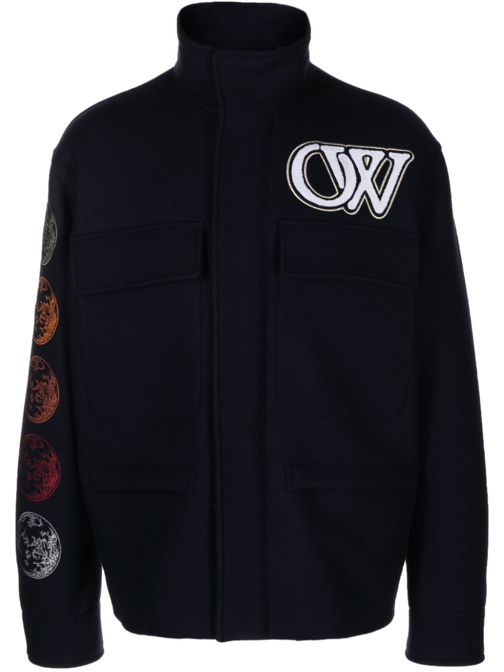 Off-White Moon Phase 棒球夹克 - 黑色