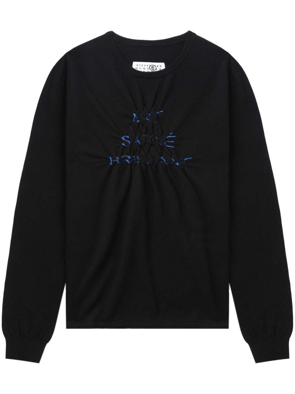 MM6 Maison Margiela 标语印花缩褶卫衣 - 黑色