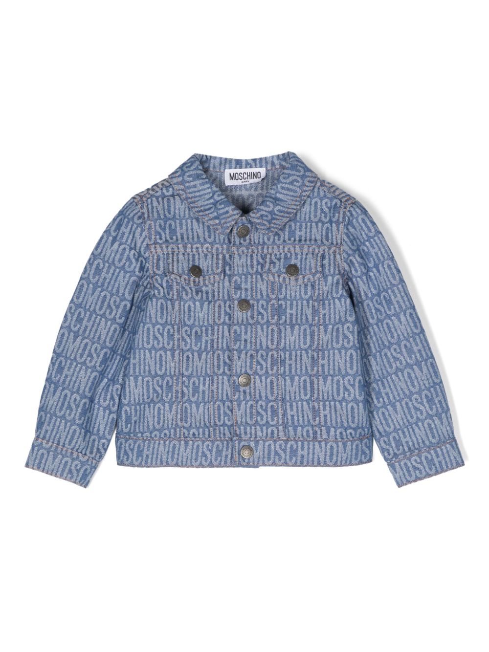 Moschino Kids logo提花牛仔夹克 - 蓝色