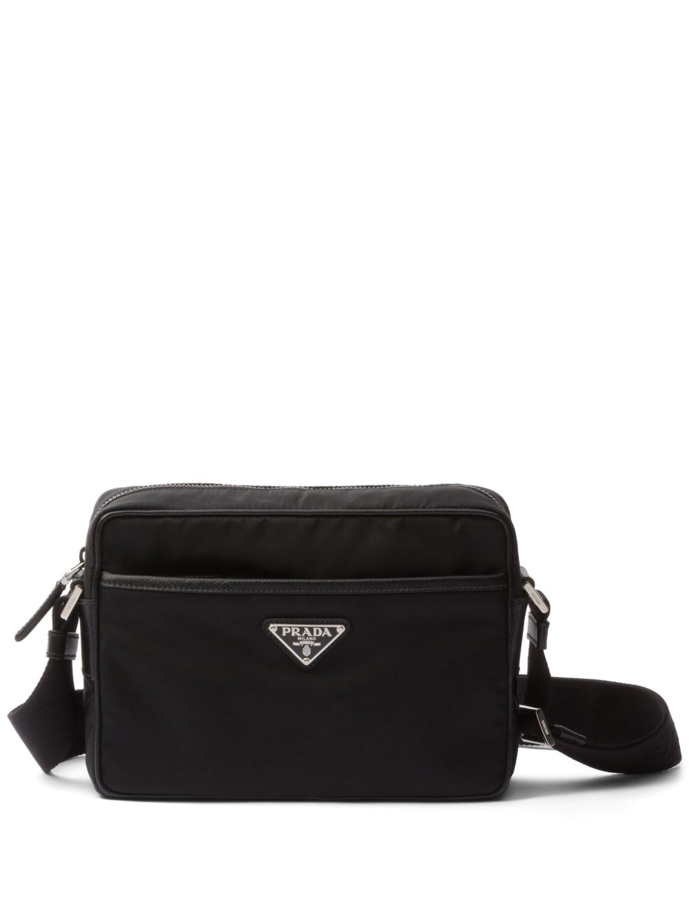 Prada logo标牌邮差包 - 黑色