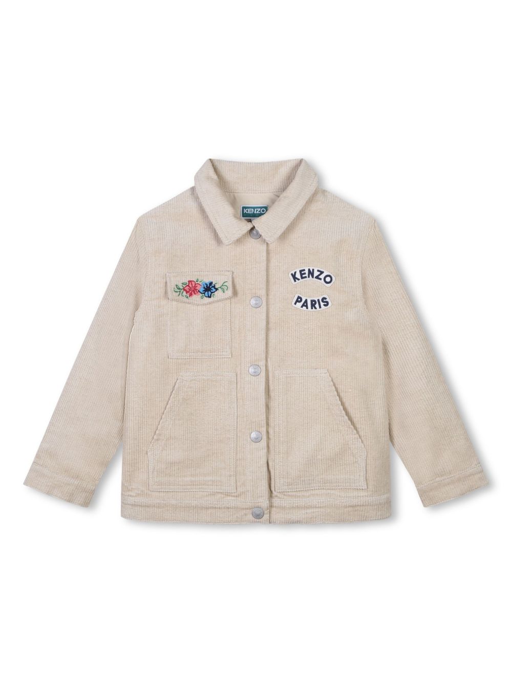 Kenzo Kids logo刺绣灯芯绒夹克 - 中性色