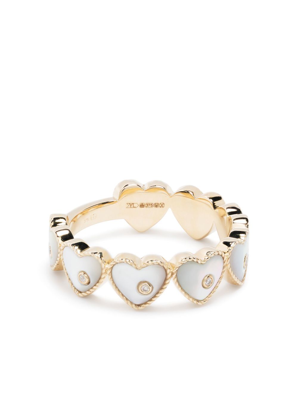 Yvonne Léon 9K黄金 Bague Double Coeur 戒指 - 金色