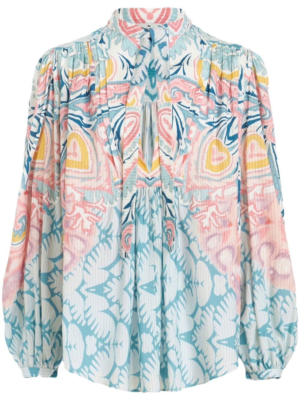 ETRO 图案印花蝴蝶结饰罩衫 - 蓝色