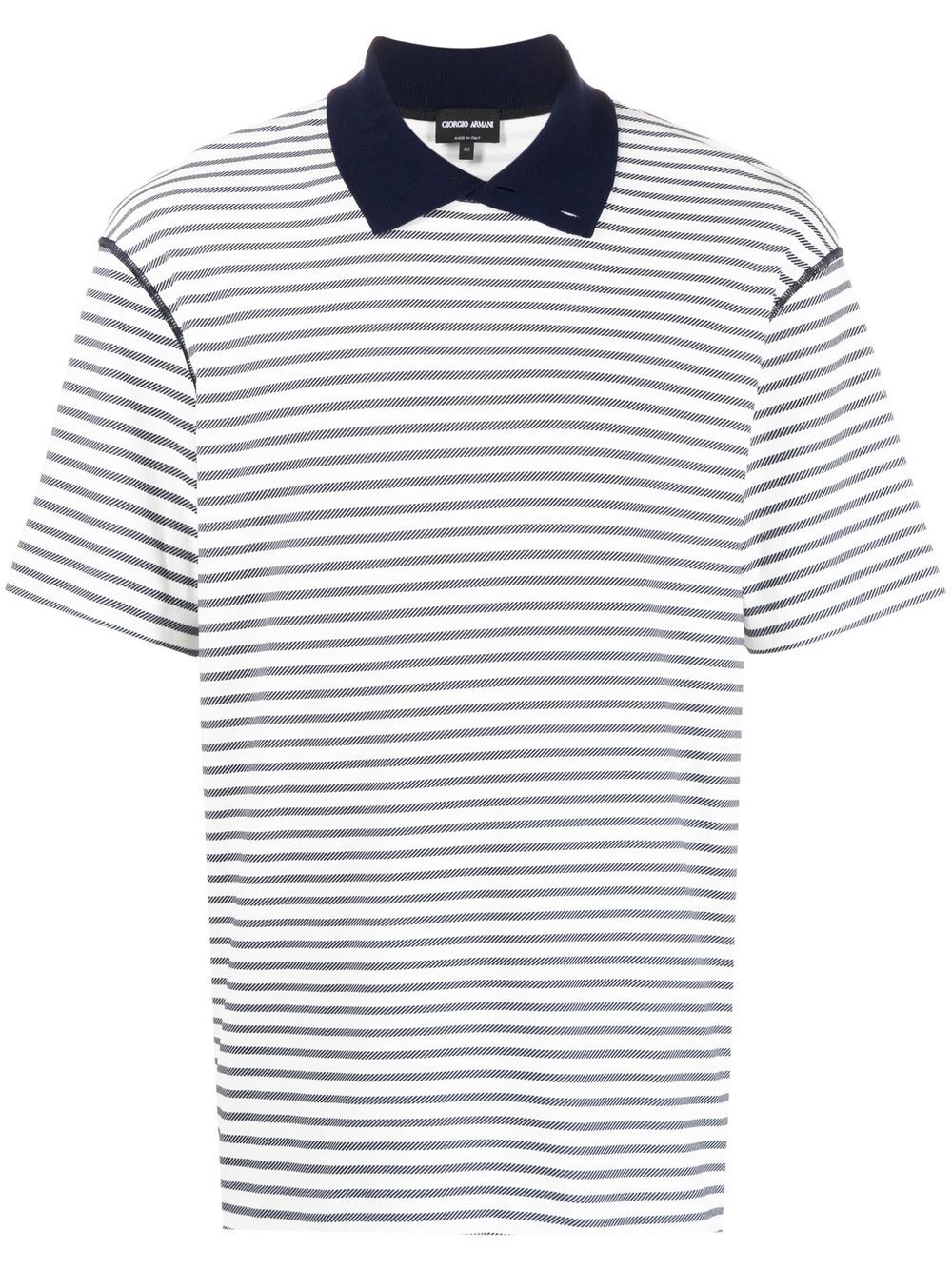 Giorgio Armani 条纹短袖polo衫 - 白色