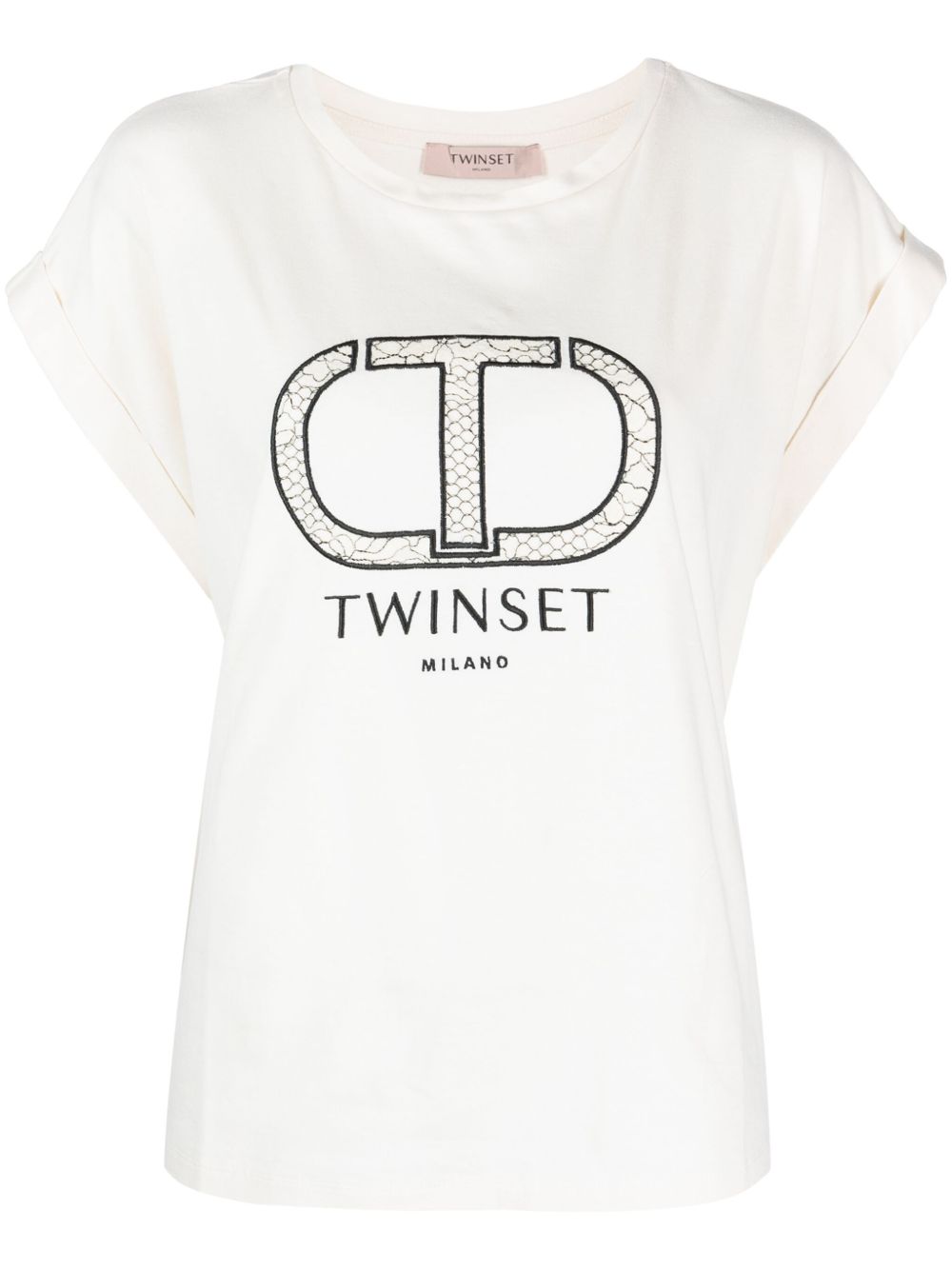 TWINSET logo刺绣棉T恤 - 中性色