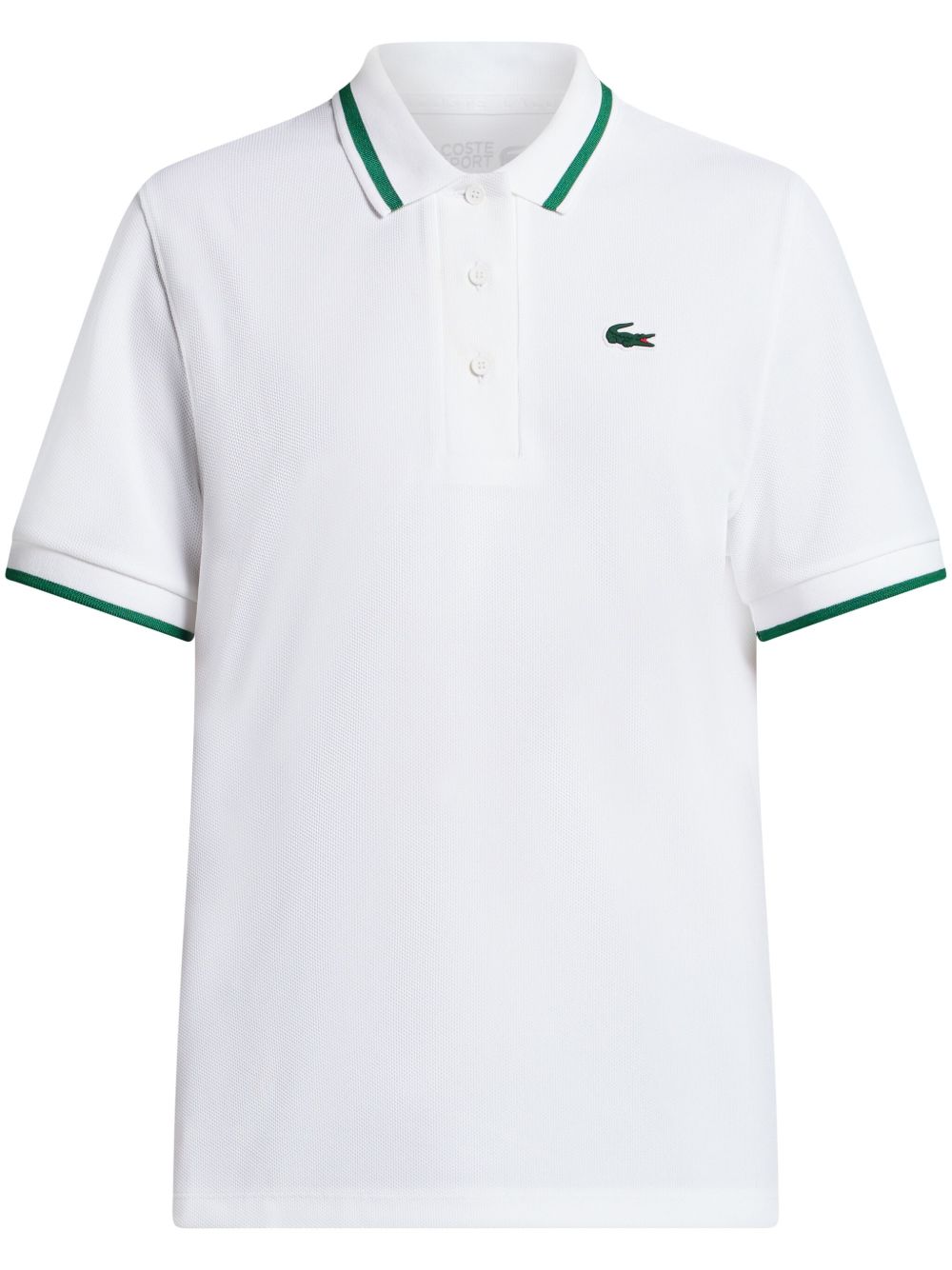 Lacoste 条纹领防紫外线网球polo衫 - 白色