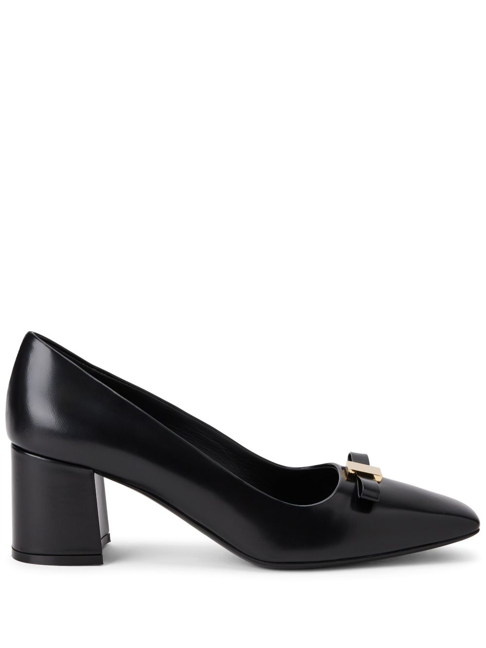 Ferragamo Myra 蝴蝶结细节中跟鞋 - 黑色