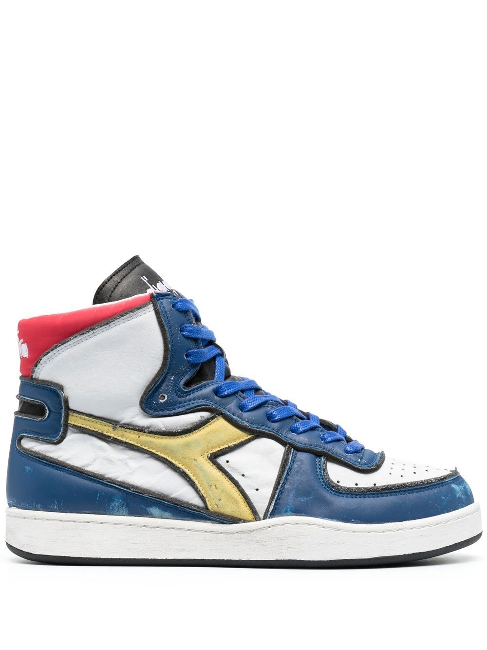 Diadora 高帮拼色运动鞋 - 白色