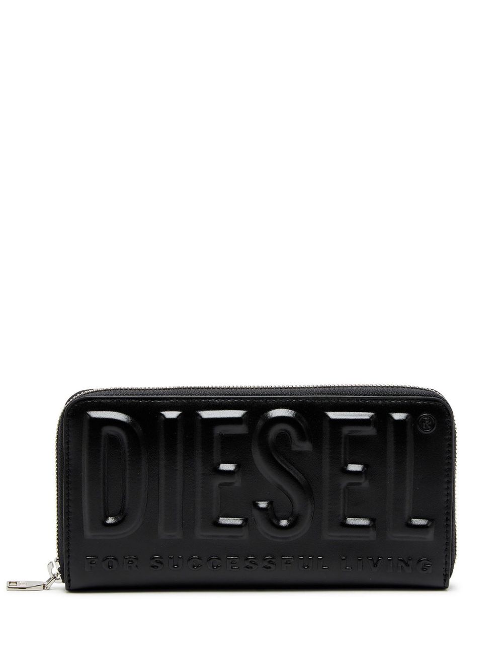 Diesel logo压纹皮质钱包 - 黑色