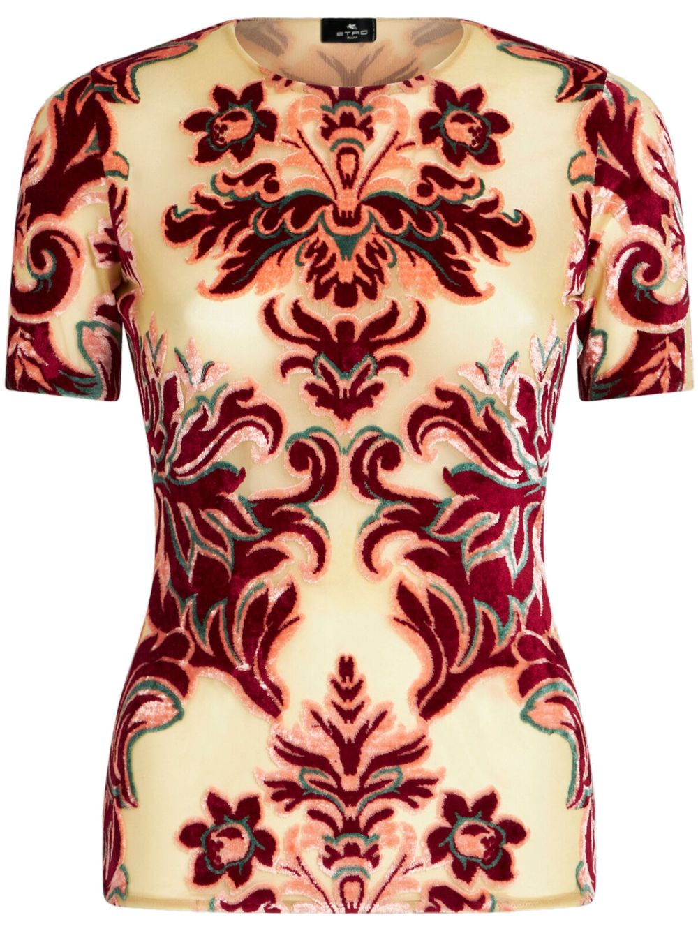 ETRO 图案提花薄纱T恤 - 中性色