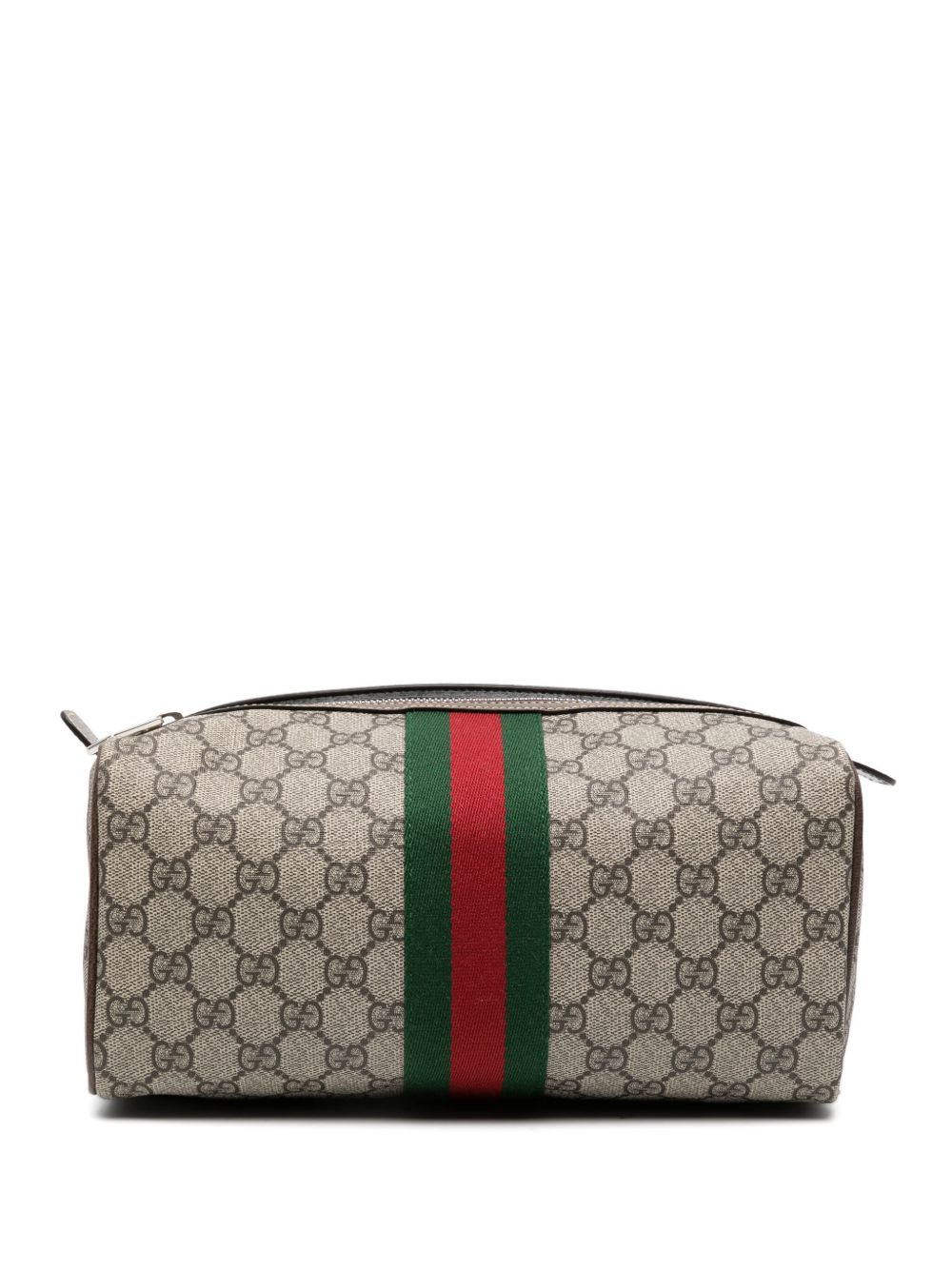 Gucci Interlocking G-logo 条纹细节洗漱包 - 褐色