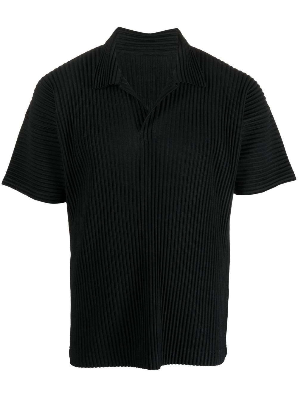 Homme Plissé Issey Miyake 褶饰短袖衬衫 - 黑色