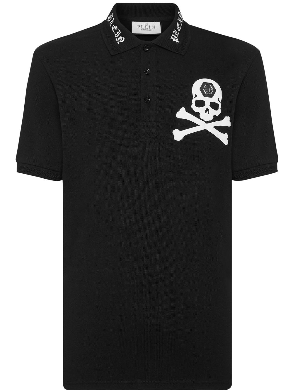 Philipp Plein 骷髅头印花棉polo衫 - 黑色