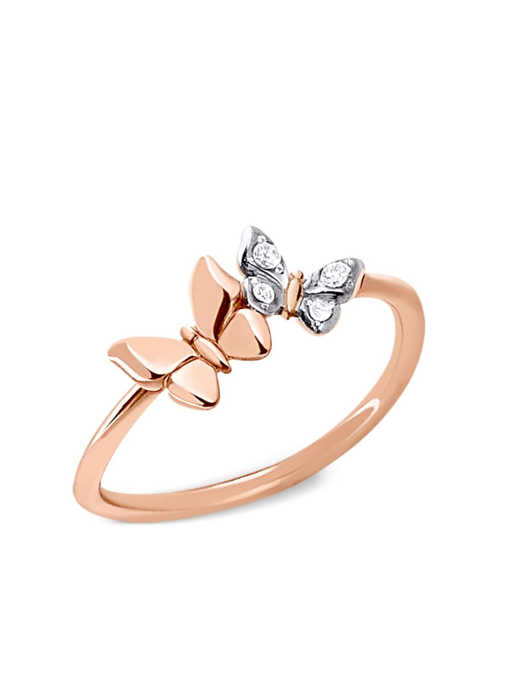 Dodo 9kt rose gold Butterfly diamond ring - 粉色