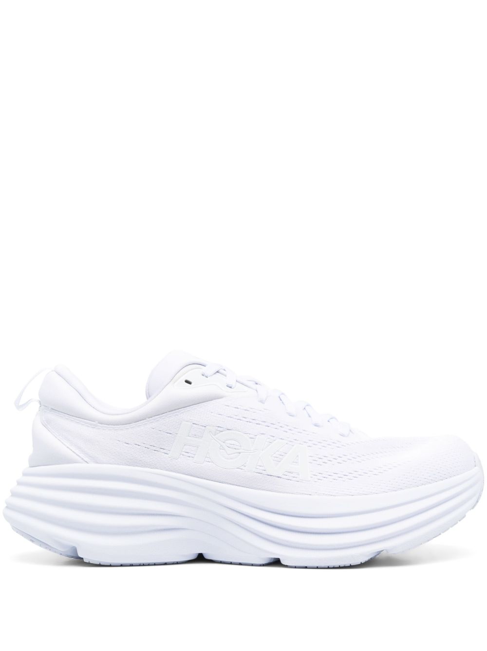 HOKA Bondi 8 logo印花系带运动鞋 - 白色