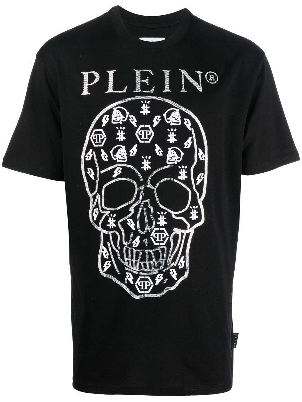Philipp Plein logo印花细节T恤 - 黑色